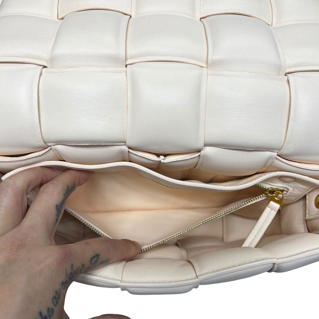 BOTTEGA VENETA Nappa Leather Padded Cassette Bag Shoulder Bag Chalk Gold Hardware | Authentic Pre-Owned Luxury