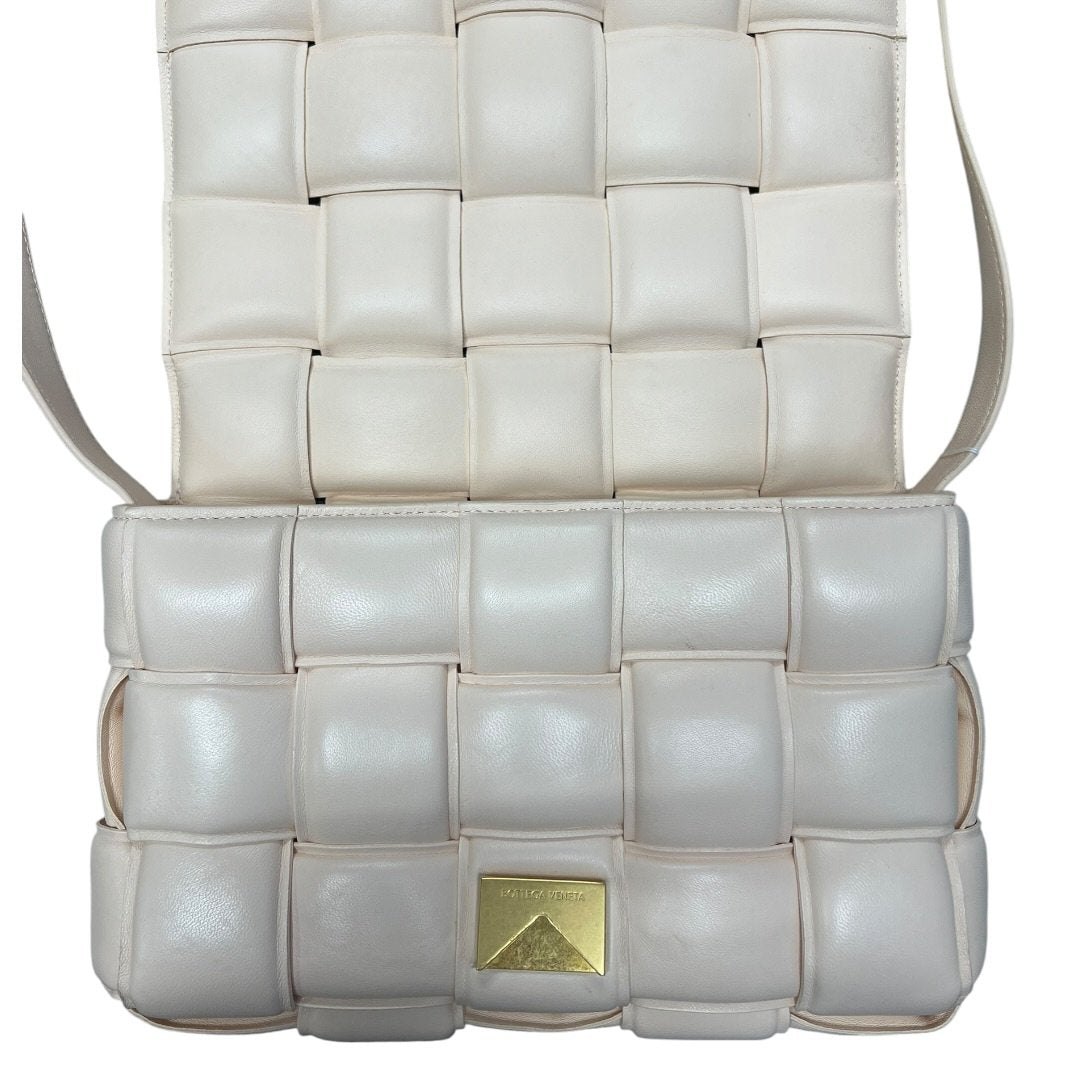 BOTTEGA VENETA Nappa Leather Padded Cassette Bag Shoulder Bag Chalk Gold Hardware | Authentic Pre-Owned Luxury