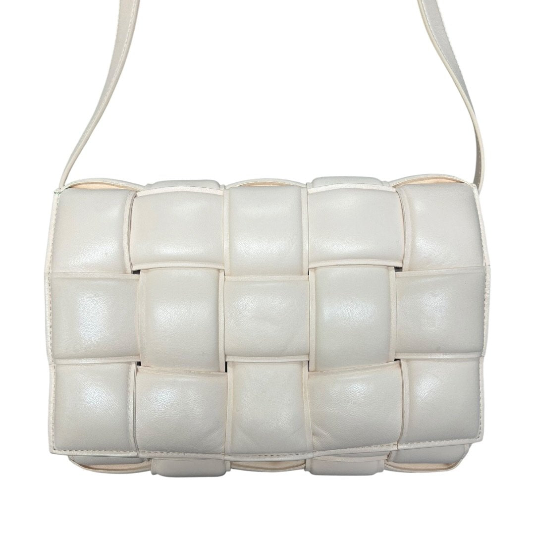 BOTTEGA VENETA Nappa Leather Padded Cassette Bag Shoulder Bag Chalk Gold Hardware | Authentic Pre-Owned Luxury