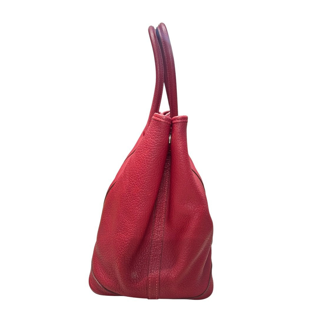 HERMES Negonda Garden Party Tote Red Silver Hardware | Authentic Pre-Owned Luxury