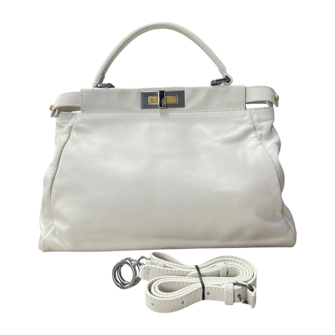 FENDI Calfskin Peekaboo Handbag Off-white Mixed-tone Hardware | Authentic Pre-Owned Luxury