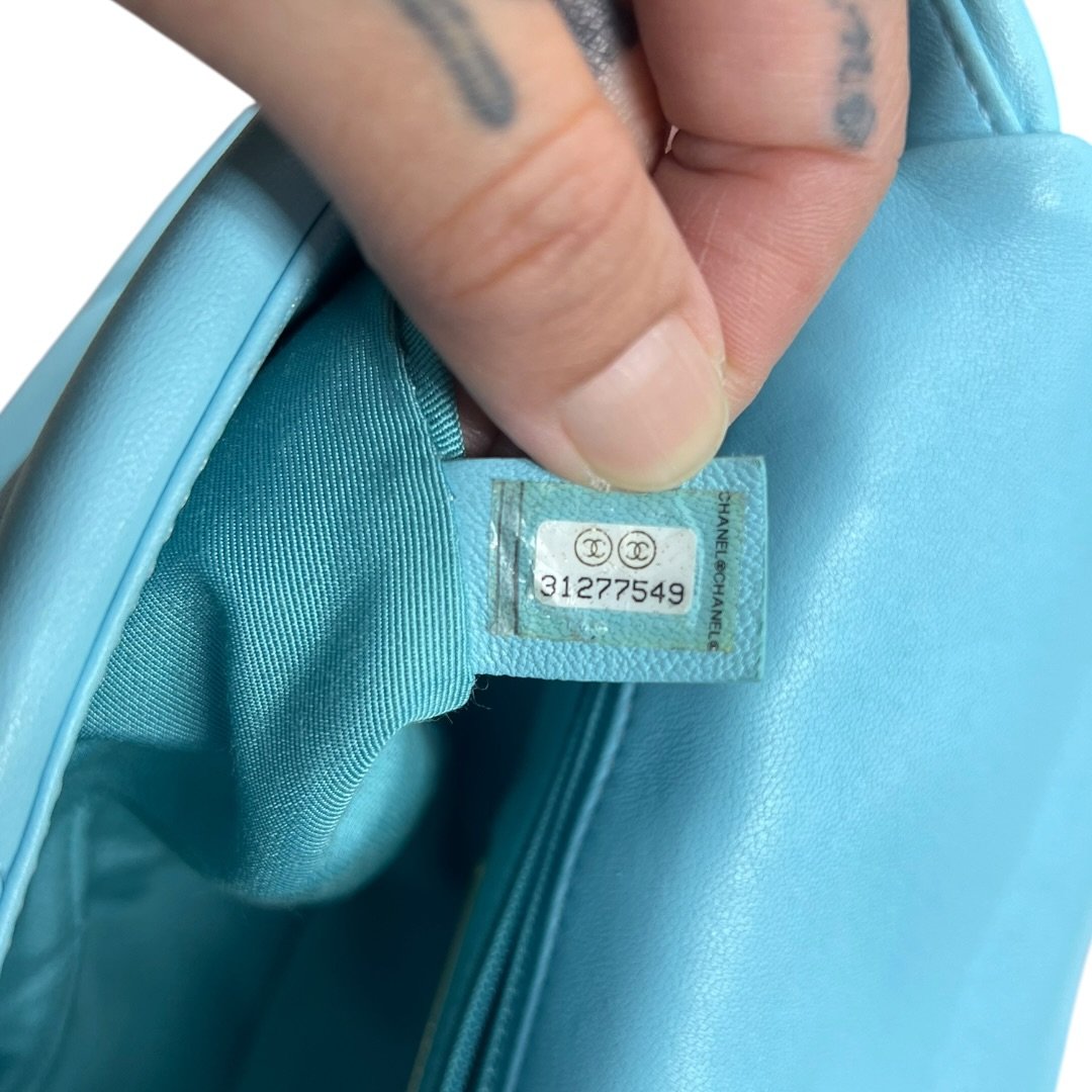 CHANEL Goatskin 19 Flap Bag Shoulder Bag Light Blue Mixed Hardware | Authentic Pre-Owned Luxury