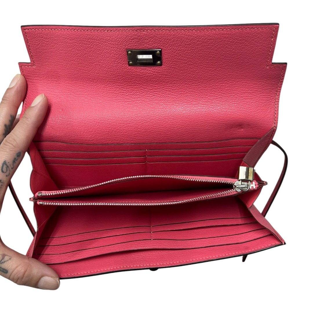 HERMÈS Epsom Kelly Wallet Wallet Pink Silver Hardware | Authentic Pre-Owned Luxury