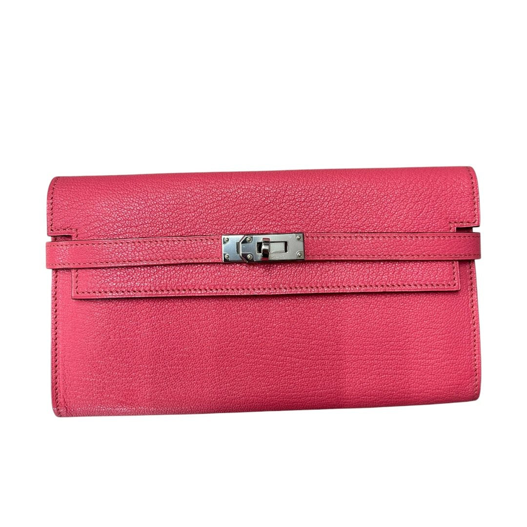 HERMÈS Epsom Kelly Wallet Wallet Pink Silver Hardware | Authentic Pre-Owned Luxury