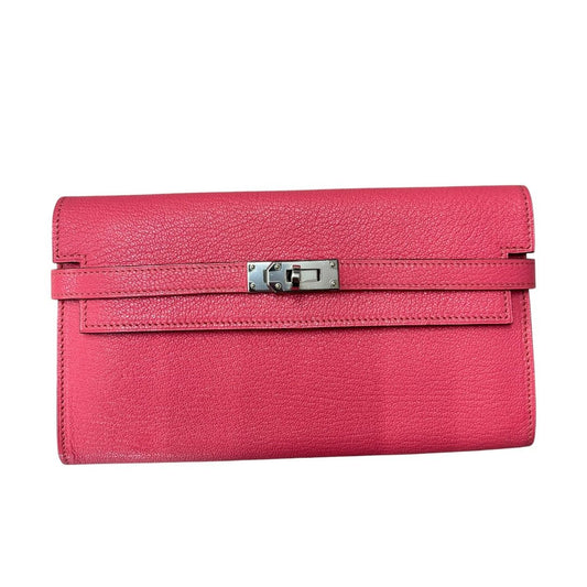 HERMÈS Epsom Kelly Wallet Wallet Pink Silver Hardware | Authentic Pre-Owned Luxury