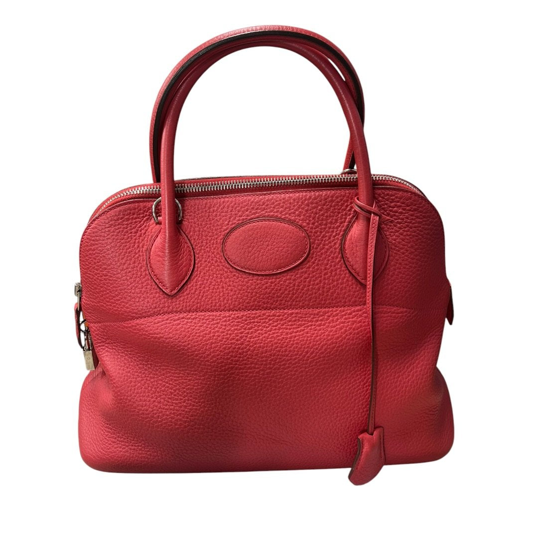 HERMES Clemence Bolide 31 Handbag Red Silver Hardware | Authentic Pre-Owned Luxury