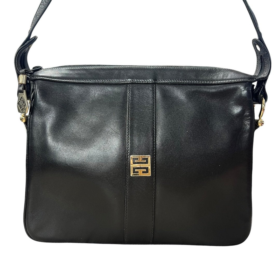 GIVENCHY Leather Shoulder Bag Black Gold Hardware | Authentic Pre-Owned Luxury