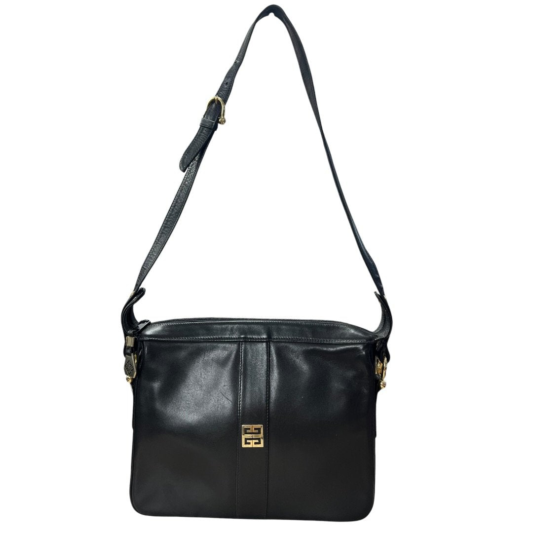 GIVENCHY Leather Shoulder Bag Black Gold Hardware | Authentic Pre-Owned Luxury