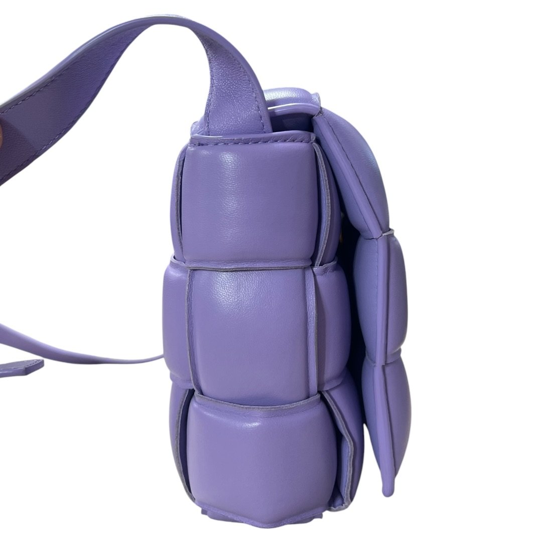 BOTTEGA VENETA Lambskin Padded Cassette Shoulder Bag Lavender Silver Hardware | Authentic Pre-Owned Luxury
