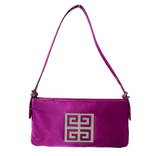 GIVENCHY Satin 4G Baguette Shoulder Bag Shoulder Bag Fuchsia Silver Hardware | Authentic Pre-Owned Luxury