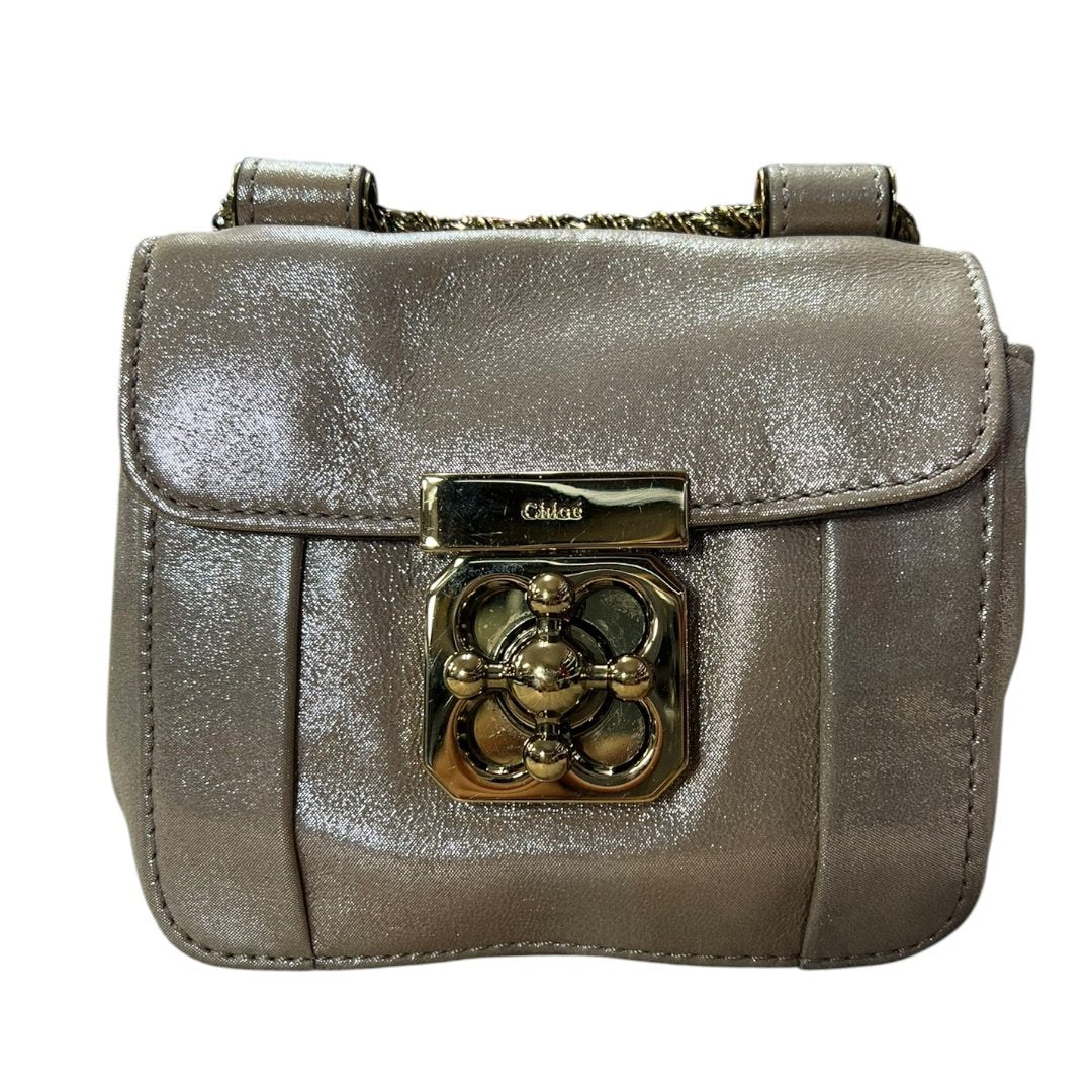 CHLOÉ Metallic Leather Mini Turn-lock Crossbody Bag Crossbody Bag Metallic Champagne Gold Hardware | Authentic Pre-Owned Luxury