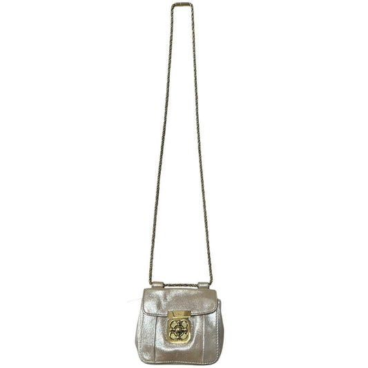 CHLOÉ Metallic Leather Mini Turn-lock Crossbody Bag Crossbody Bag Metallic Champagne Gold Hardware | Authentic Pre-Owned Luxury