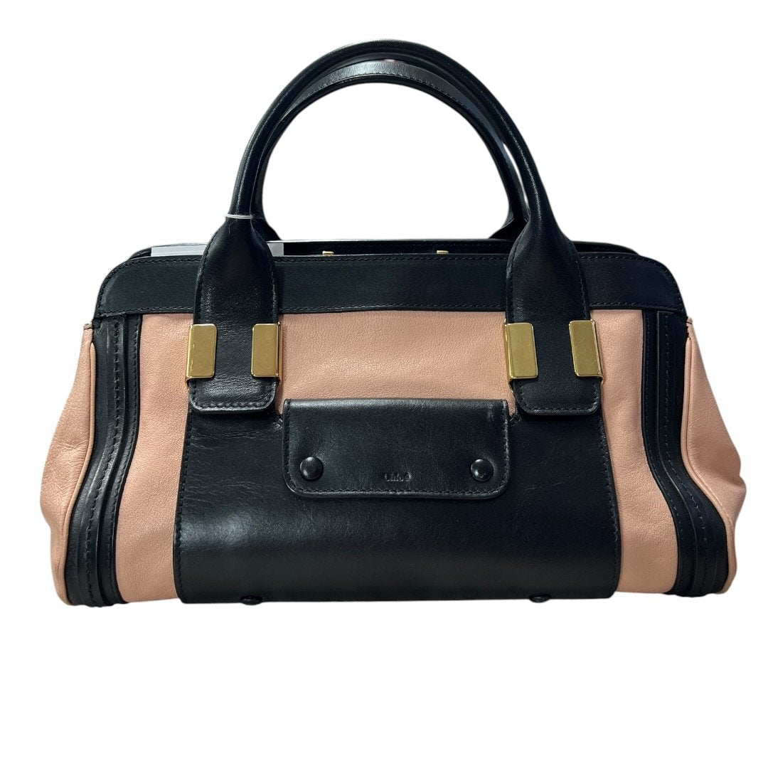 CHLOÉ Calfskin Baylee Handbag Black and Blush Pink Gold Hardware | Authentic Pre-Owned Luxury