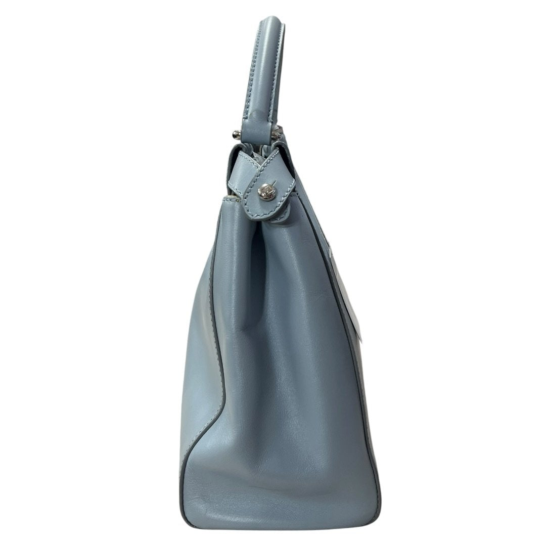 FENDI Calfskin Peekaboo Handbag Light Blue with Yellow Lining Silver Hardware | Authentic Pre-Owned Luxury