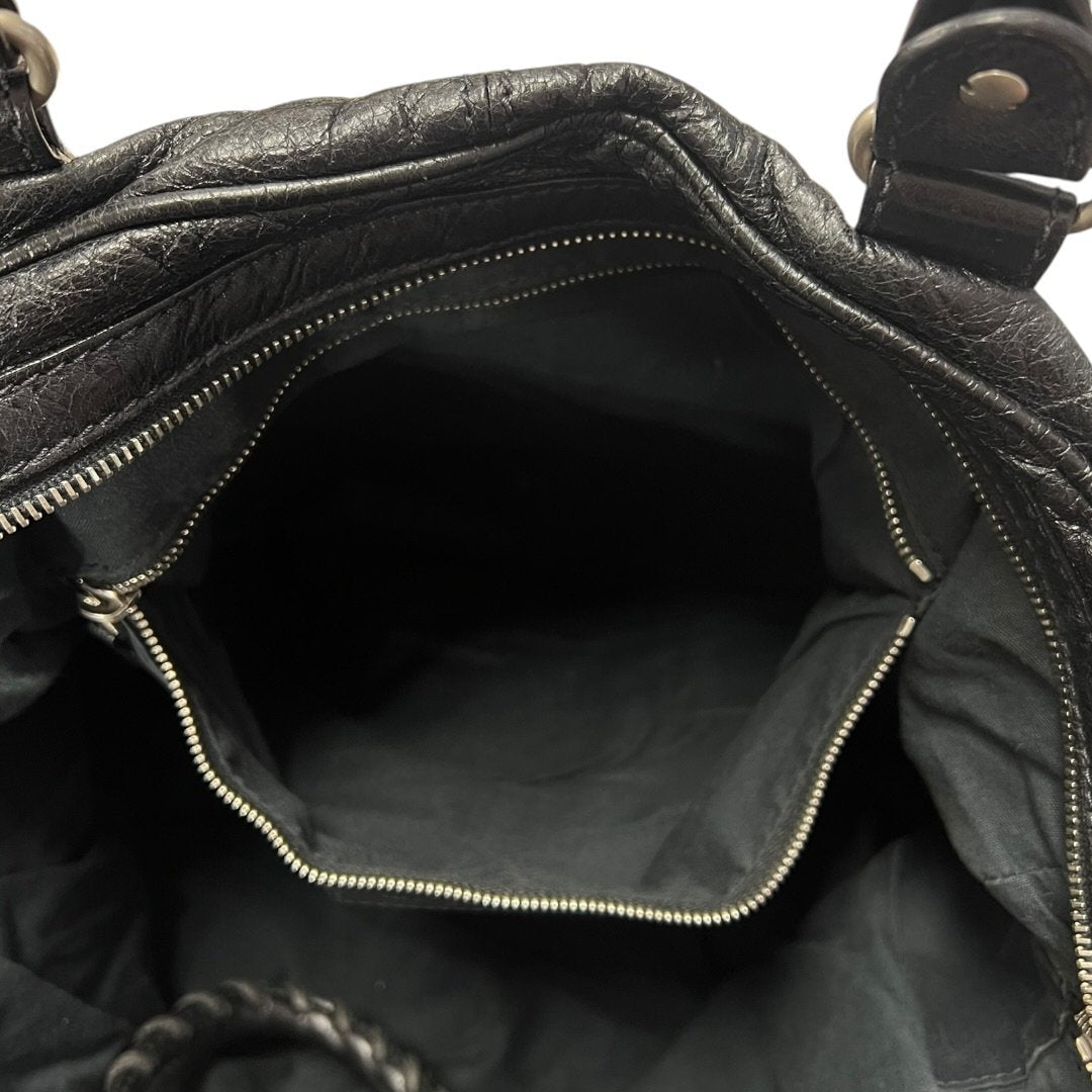 BALENCIAGA Agneau Leather City Handbag Black Silver Hardware | Authentic Pre-Owned Luxury