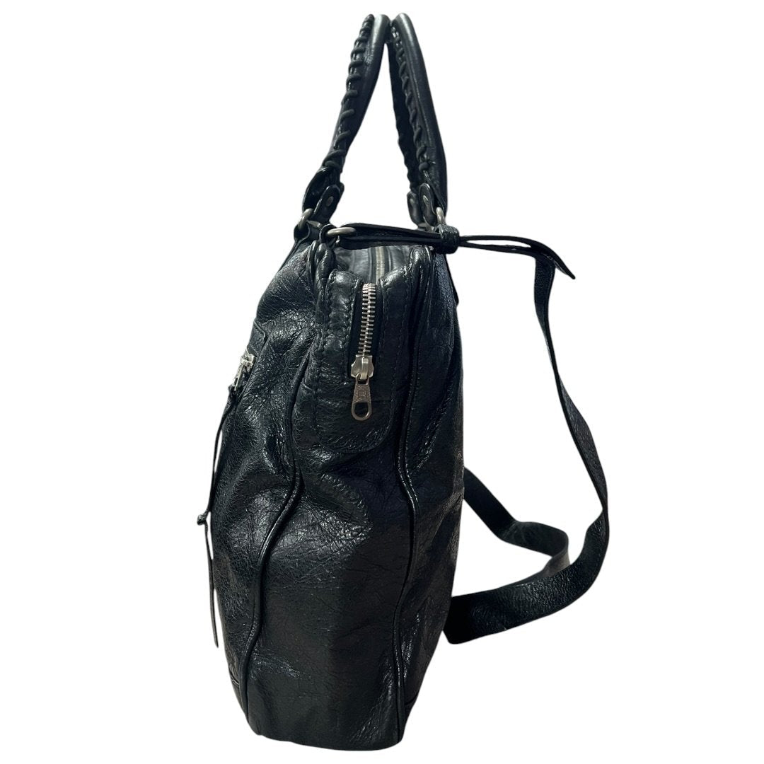 BALENCIAGA Agneau Leather City Handbag Black Silver Hardware | Authentic Pre-Owned Luxury