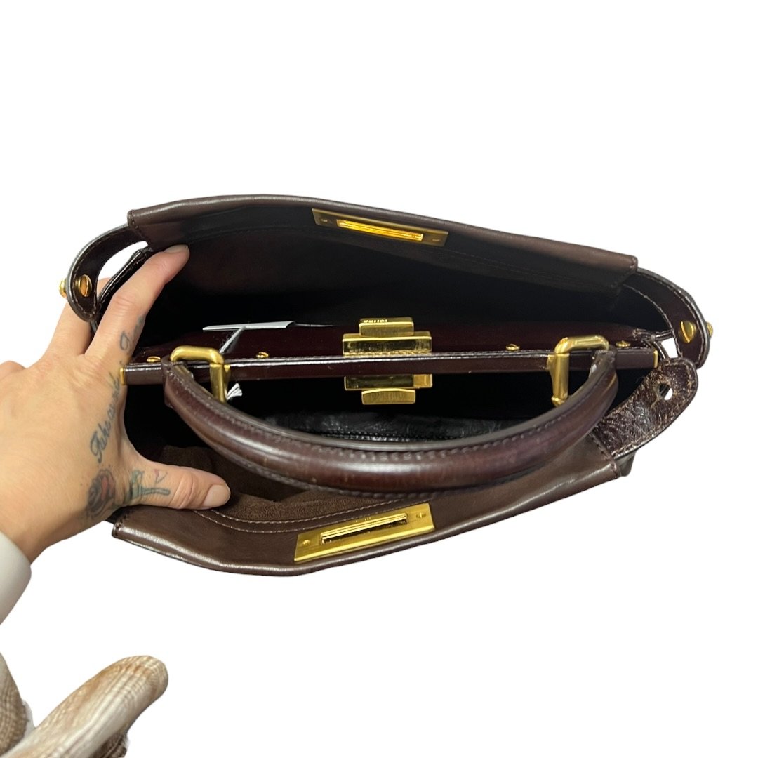FENDI Leather Peekaboo Handbag Brown Gold Hardware | Authentic Pre-Owned Luxury