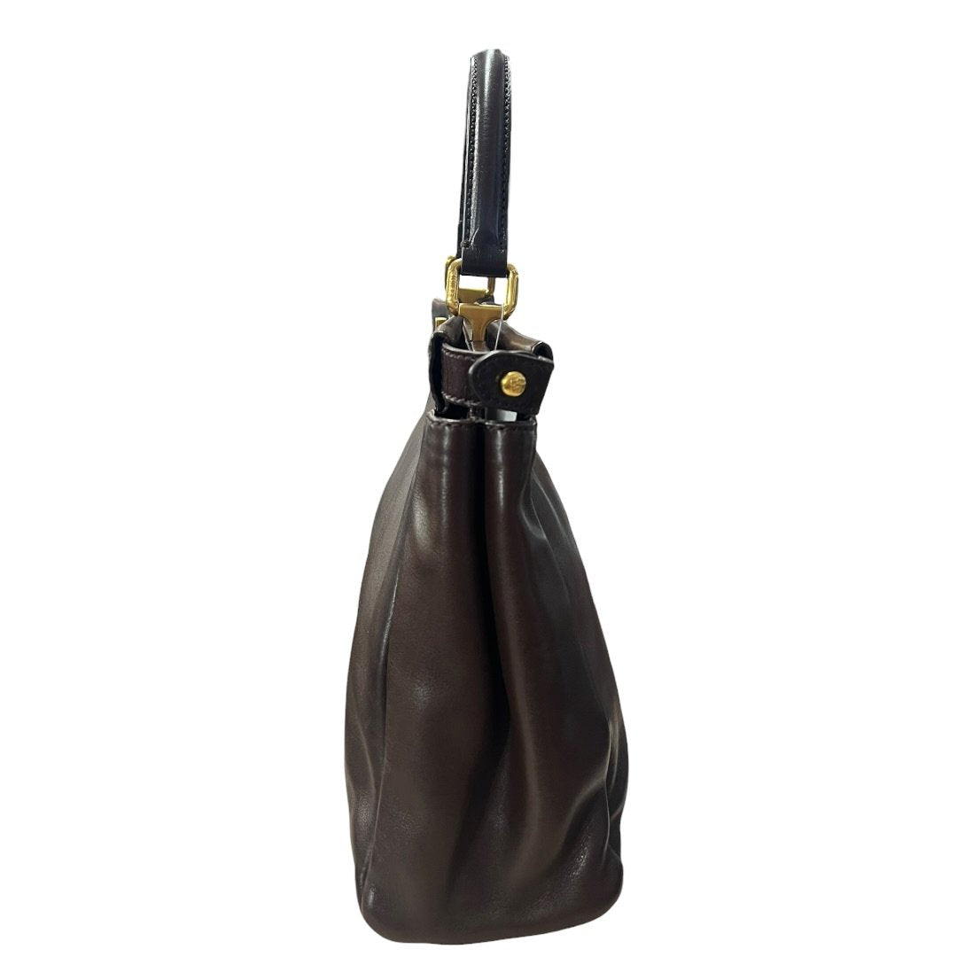 FENDI Leather Peekaboo Handbag Brown Gold Hardware | Authentic Pre-Owned Luxury