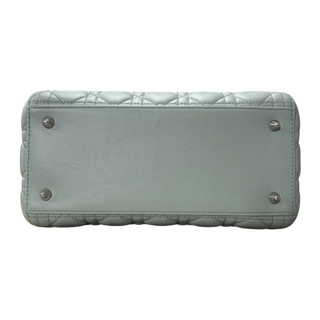 DIOR Lambskin Lady Dior Handbag Mint Green Silver Hardware | Authentic Pre-Owned Luxury