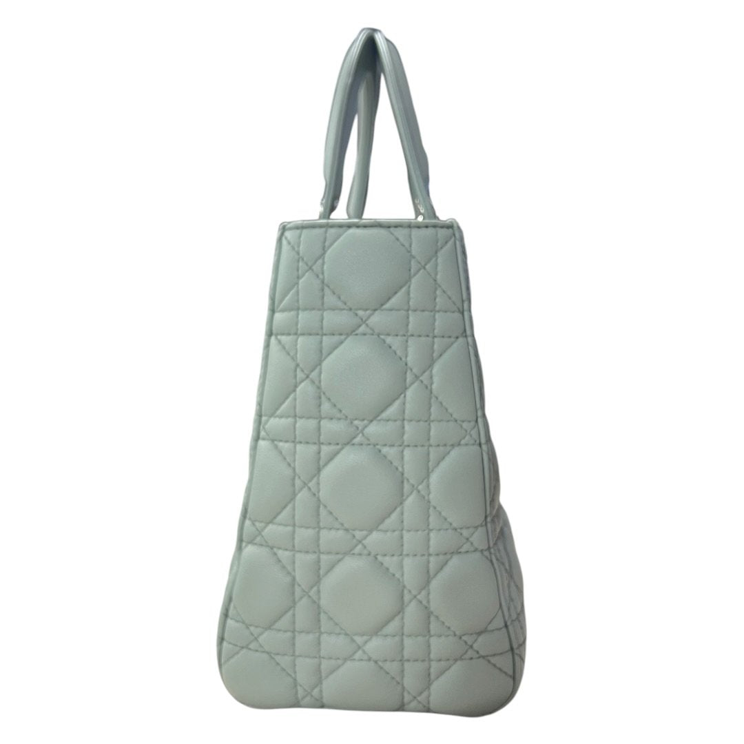 DIOR Lambskin Lady Dior Handbag Mint Green Silver Hardware | Authentic Pre-Owned Luxury