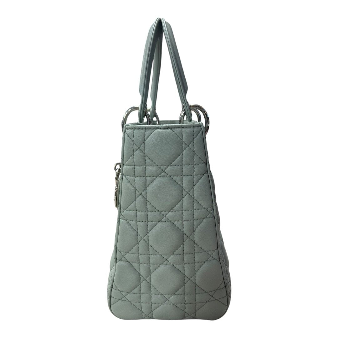 DIOR Lambskin Lady Dior Handbag Mint Green Silver Hardware | Authentic Pre-Owned Luxury