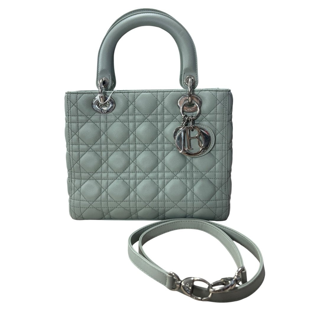 DIOR Lambskin Lady Dior Handbag Mint Green Silver Hardware | Authentic Pre-Owned Luxury