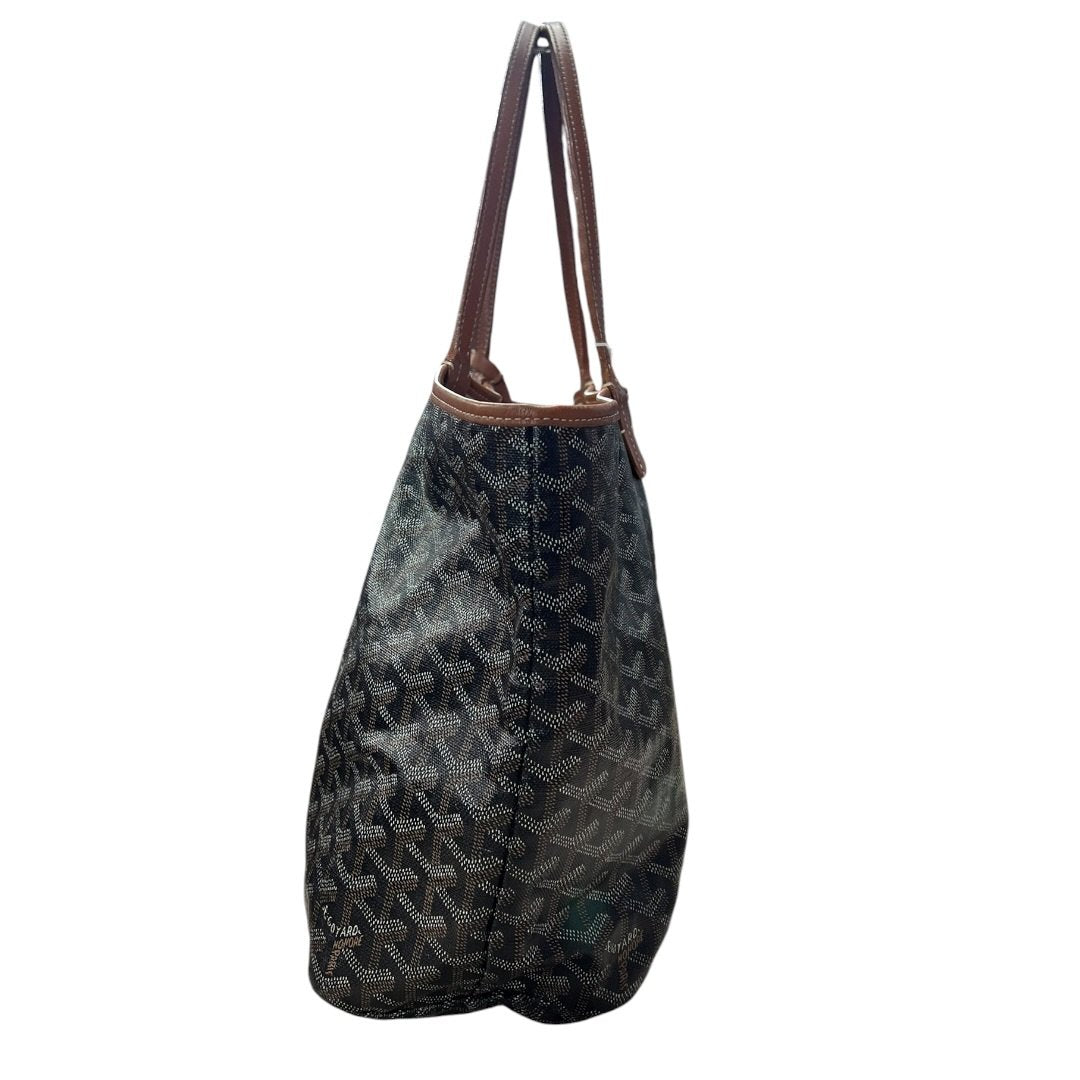 GOYARD Goyardine Canvas St. Louis PM Tote Black, Tan Silver Hardware | Authentic Pre-Owned Luxury