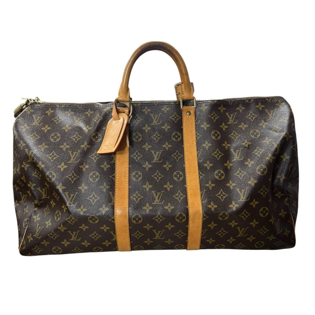 LOUIS VUITTON Monogram Canvas Keepall 50 Travel Bag Brown Gold Hardware | Authentic Pre-Owned Luxury