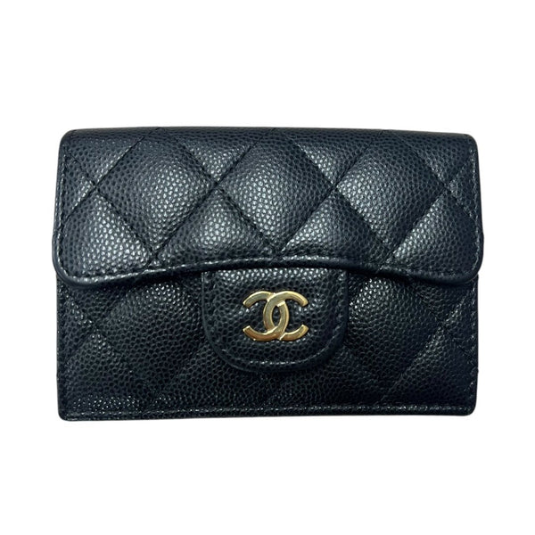 CHANEL Caviar Leather Classic Flap Trifold Wallet Wallet Black / Burgundy Gold Hardware | Authentic Pre-Owned Luxury
