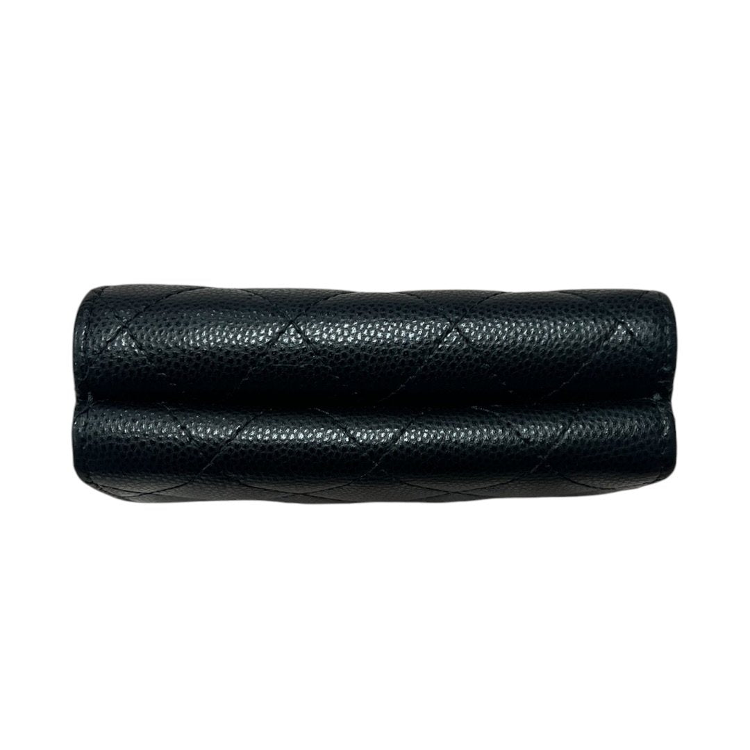 CHANEL Caviar Leather Classic Flap Trifold Wallet Wallet Black / Burgundy Gold Hardware | Authentic Pre-Owned Luxury
