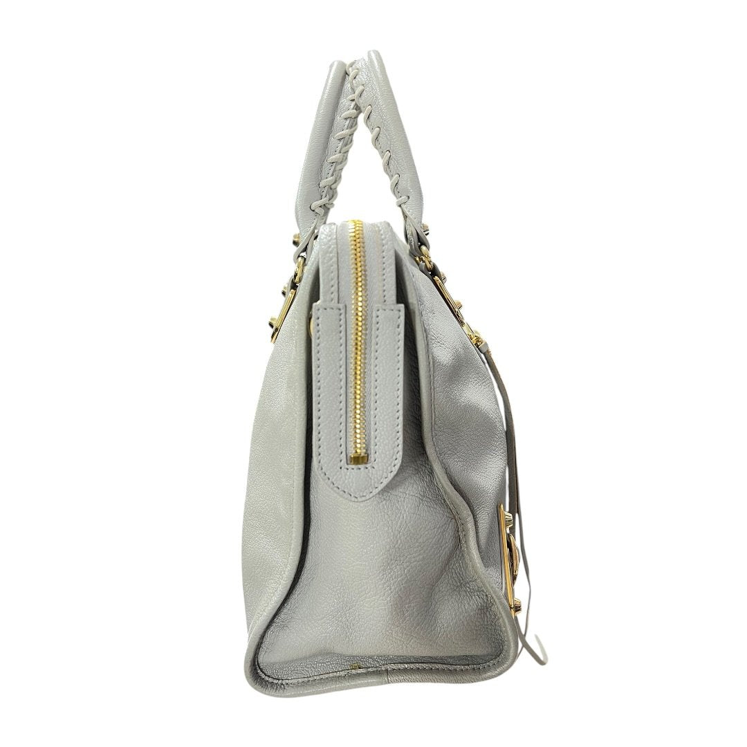 BALENCIAGA Lambskin City Bag Handbag Grey Gold Hardware | Authentic Pre-Owned Luxury