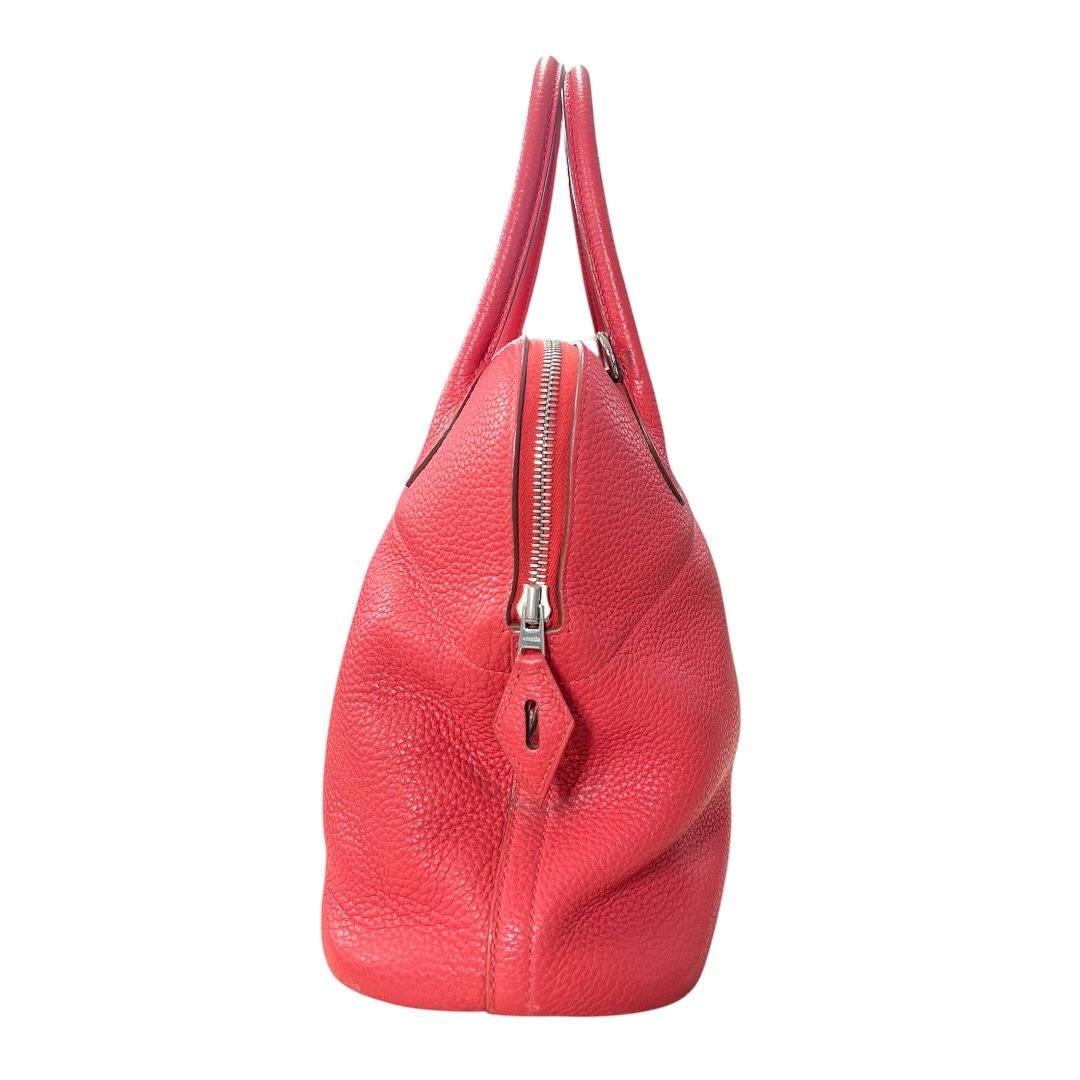 HERMES Clemence Bolide Handbag Red Silver Hardware | Authentic Pre-Owned Luxury
