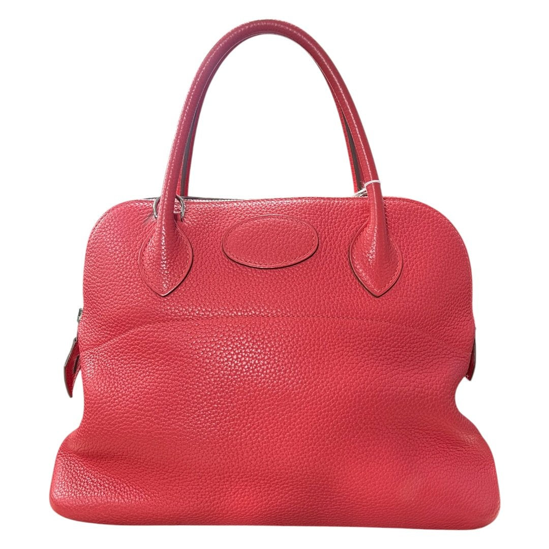HERMES Clemence Bolide Handbag Red Silver Hardware | Authentic Pre-Owned Luxury