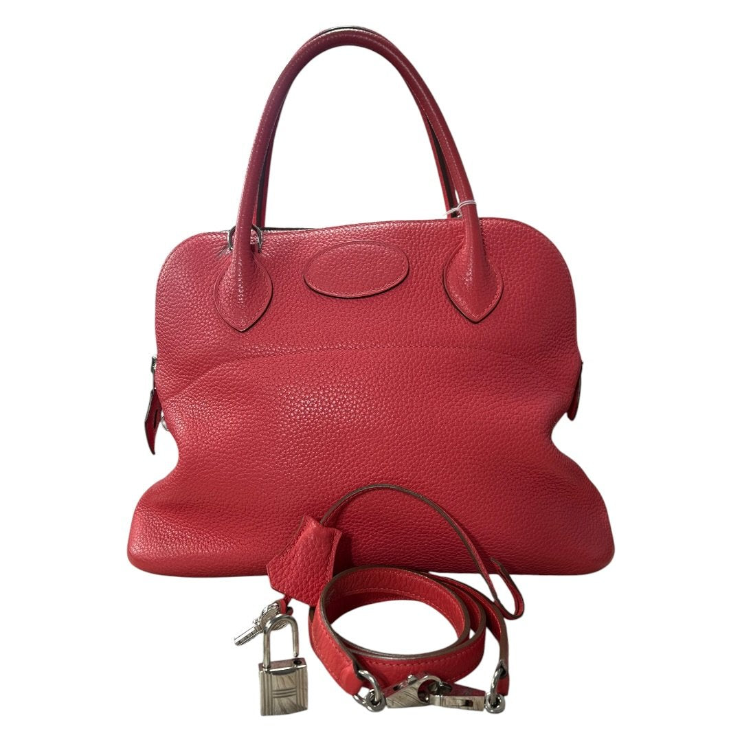HERMES Clemence Bolide Handbag Red Silver Hardware | Authentic Pre-Owned Luxury