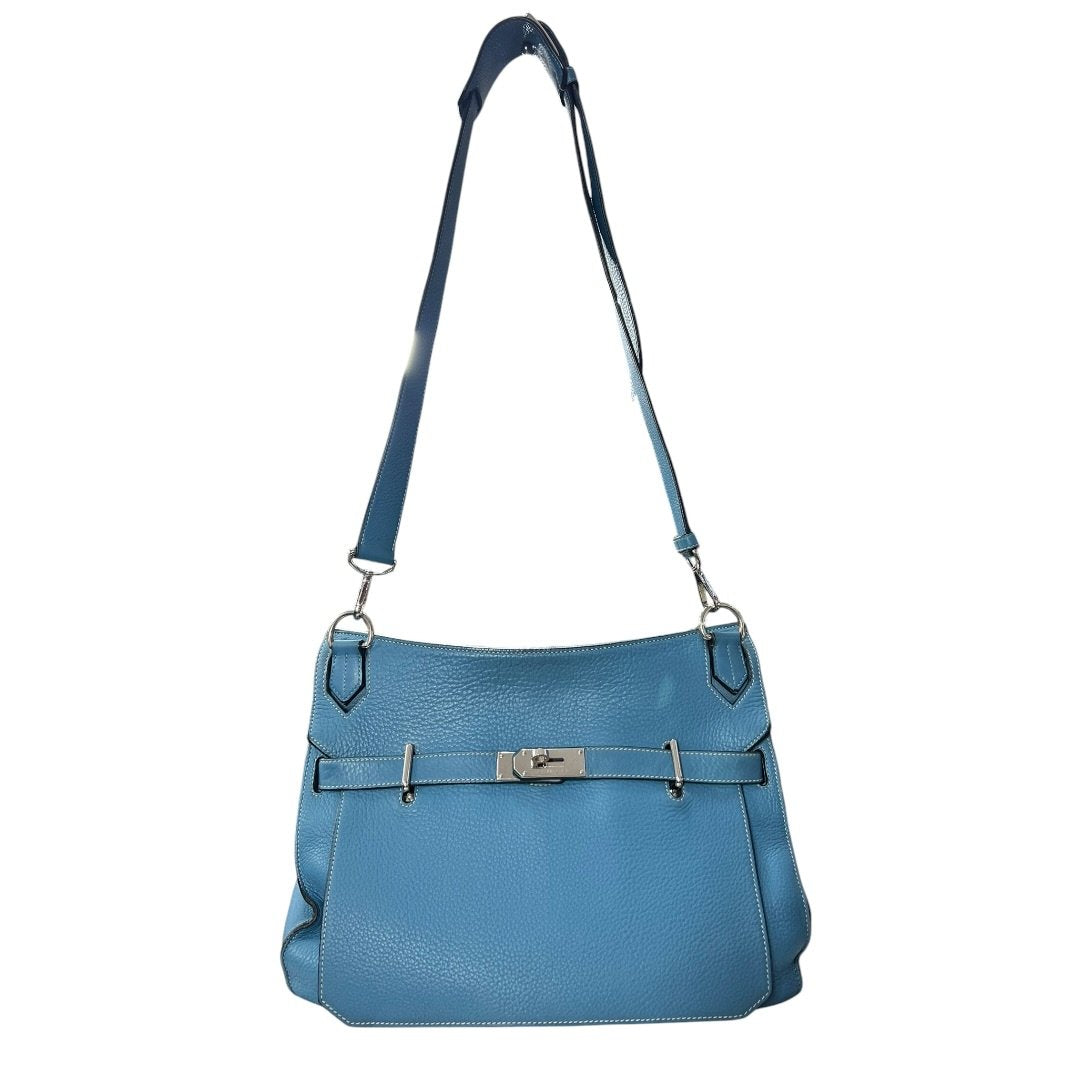 HERMES Clemence Lindy Handbag Blue Silver Hardware | Authentic Pre-Owned Luxury