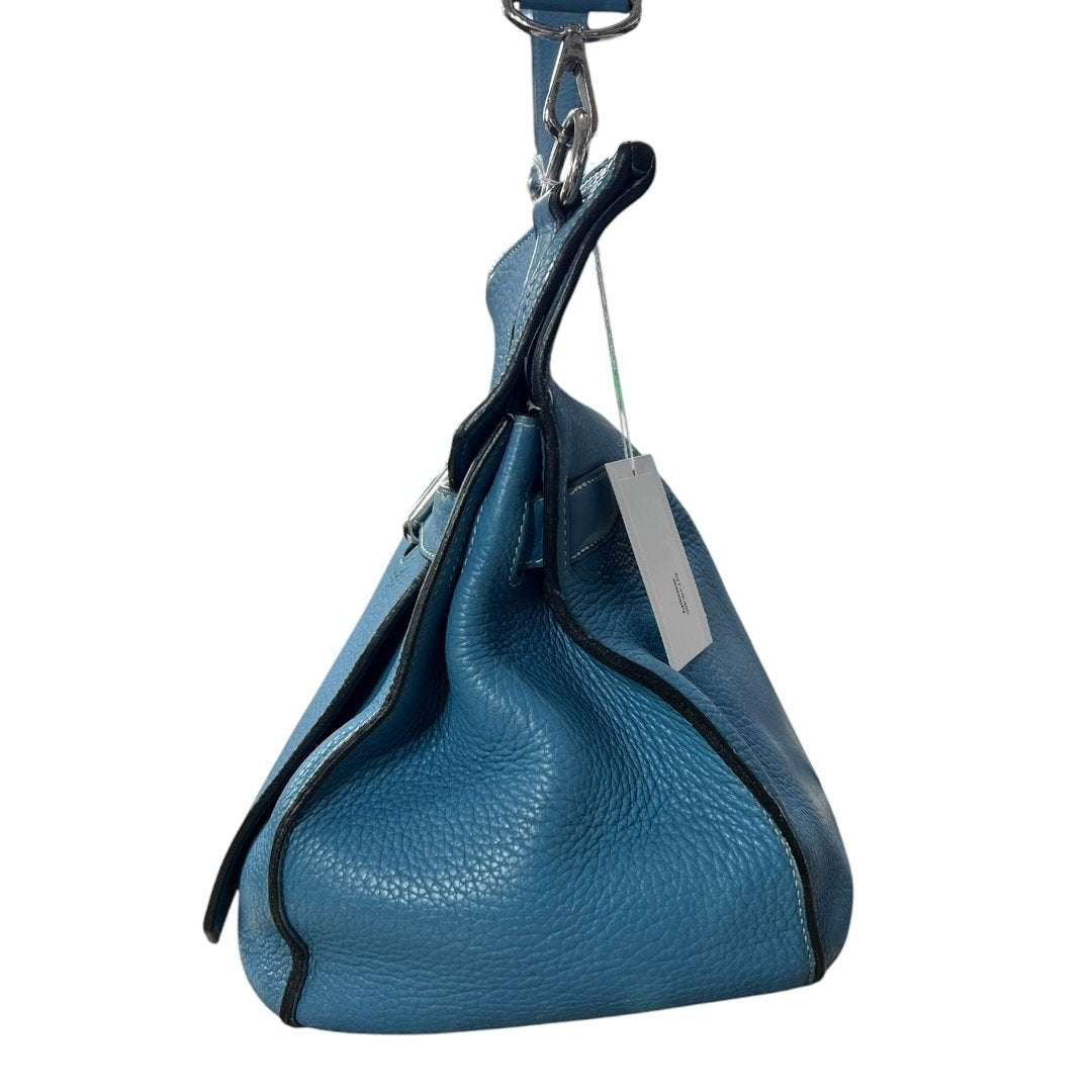 HERMES Clemence Lindy Handbag Blue Silver Hardware | Authentic Pre-Owned Luxury