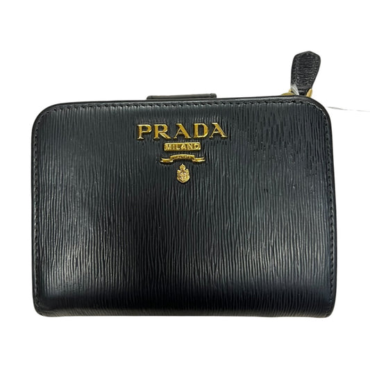PRADA Vitello Move 1ML018 Bifold Wallet Black Gold Hardware - PRADA