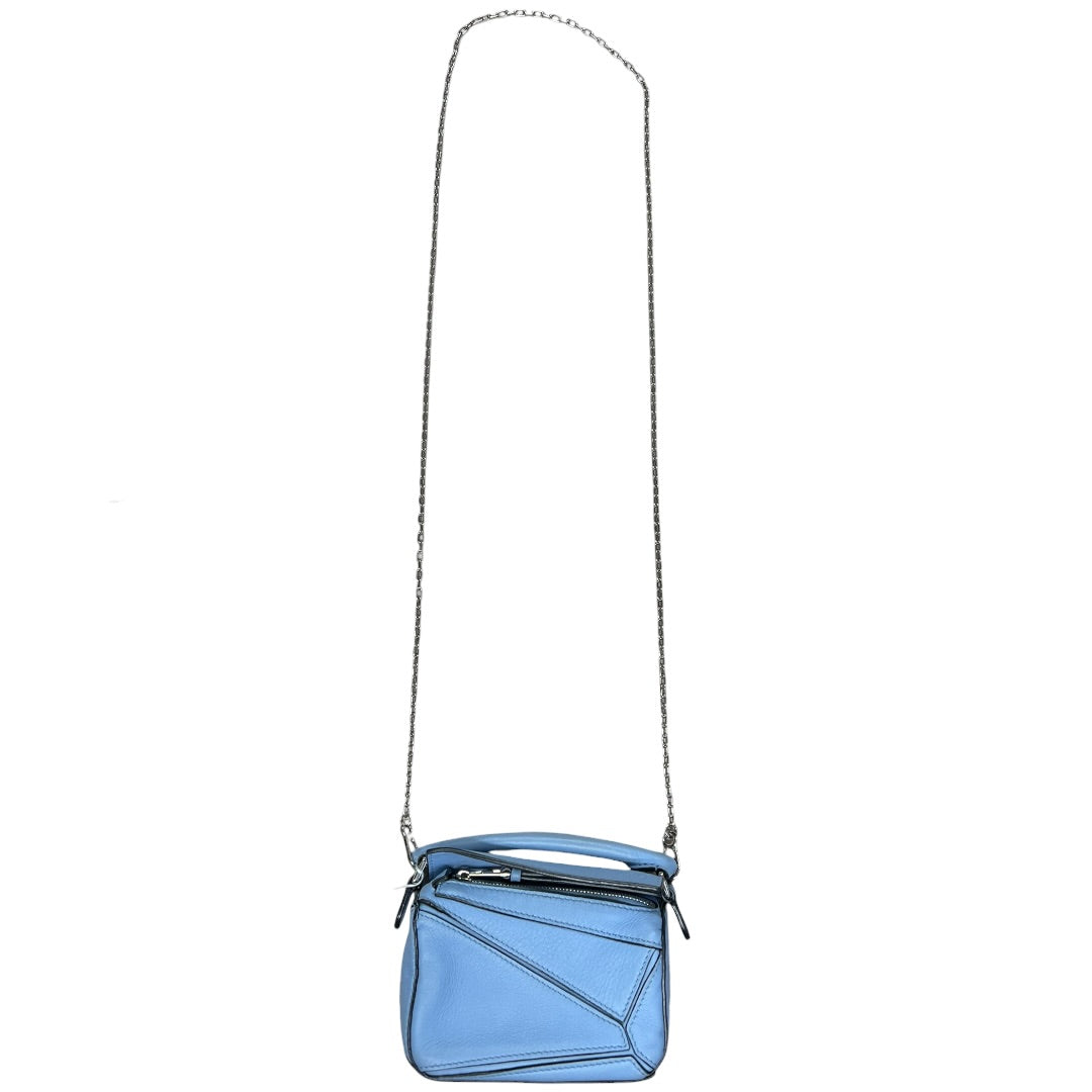 LOEWE Calfskin Puzzle Nano 2WAY Shoulder Bag Handbag Light Blue Silver Hardware - LOEWE