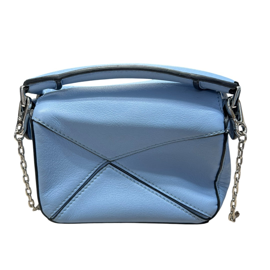 LOEWE Calfskin Puzzle Nano 2WAY Shoulder Bag Handbag Light Blue Silver Hardware - LOEWE