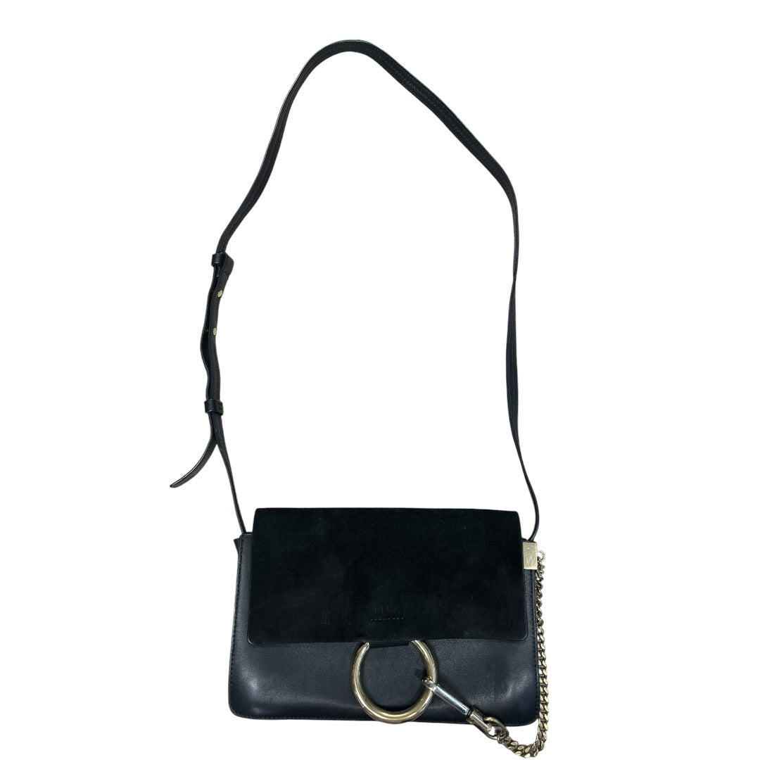 CHLOE Suede Calfskin Faye Shoulder Bag Black Gold Hardware | Authentic Pre-Owned Luxury