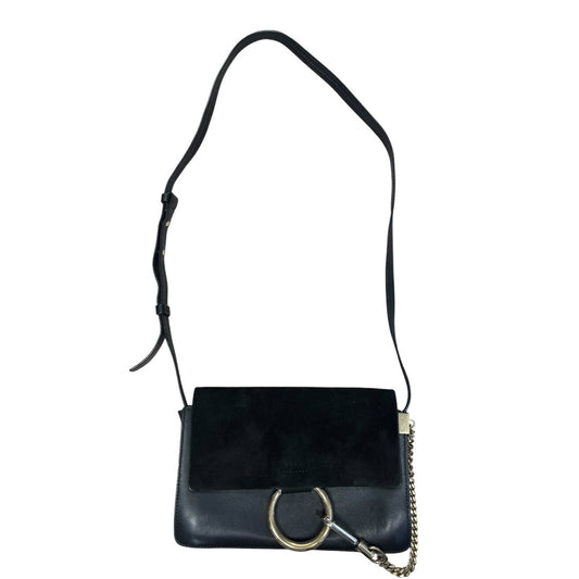CHLOE Suede Calfskin Faye Shoulder Bag Black Gold Hardware | Authentic Pre-Owned Luxury