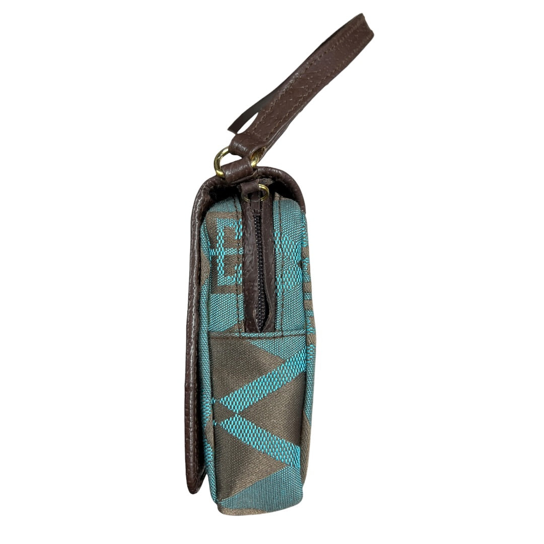 GIVENCHY Argyle Check Jacquard One Shoulder Bag Brown Blue Gold Hardware | Authentic Pre-Owned Luxury