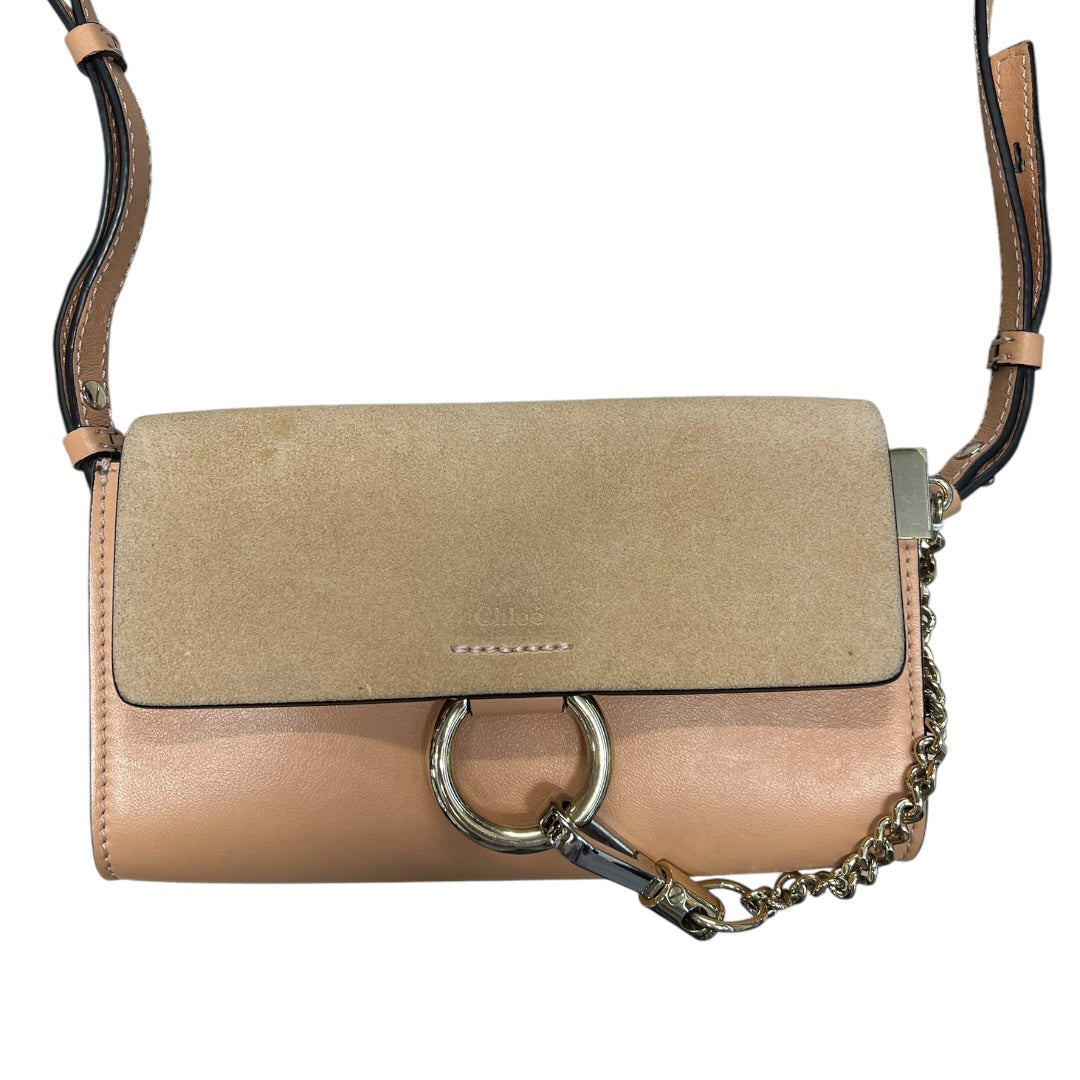 CHLOE Suede Calfskin Faye Shoulder Bag Pink Beige Gold Hardware | Authentic Pre-Owned Luxury