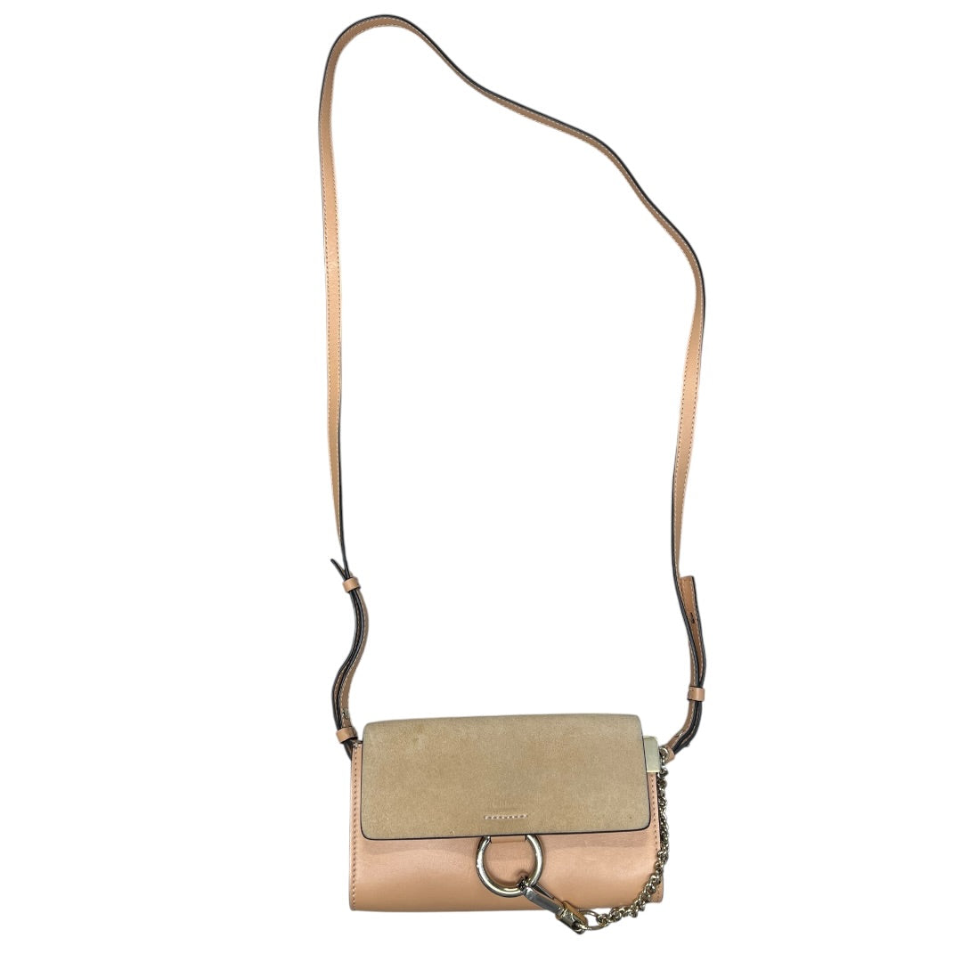 CHLOE Suede Calfskin Faye Shoulder Bag Pink Beige Gold Hardware | Authentic Pre-Owned Luxury