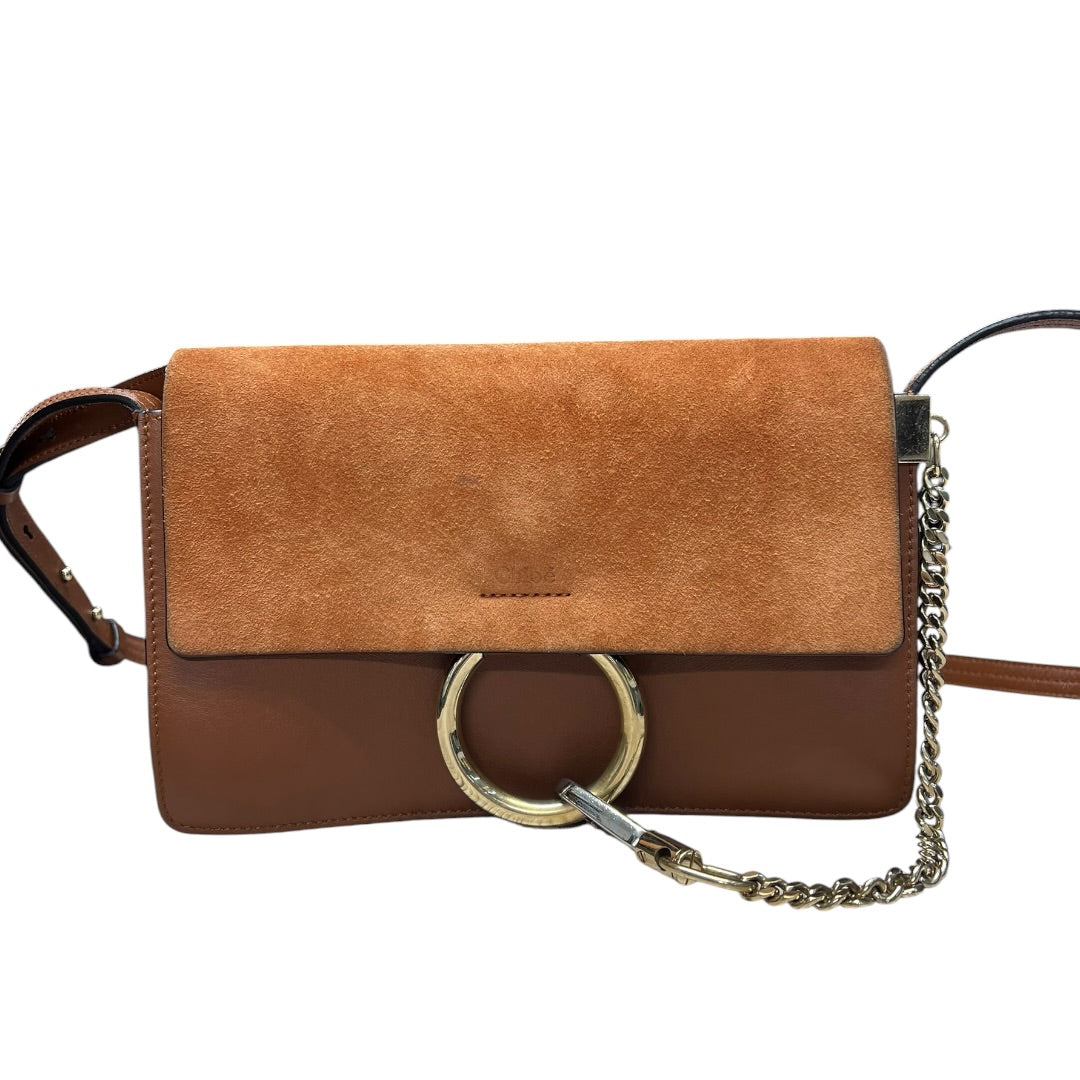 CHLOE Suede Calfskin Faye Shoulder Bag Brown Gold Hardware | Authentic Pre-Owned Luxury