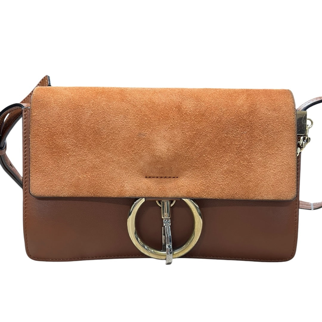 CHLOE Suede Calfskin Faye Shoulder Bag Brown Gold Hardware | Authentic Pre-Owned Luxury