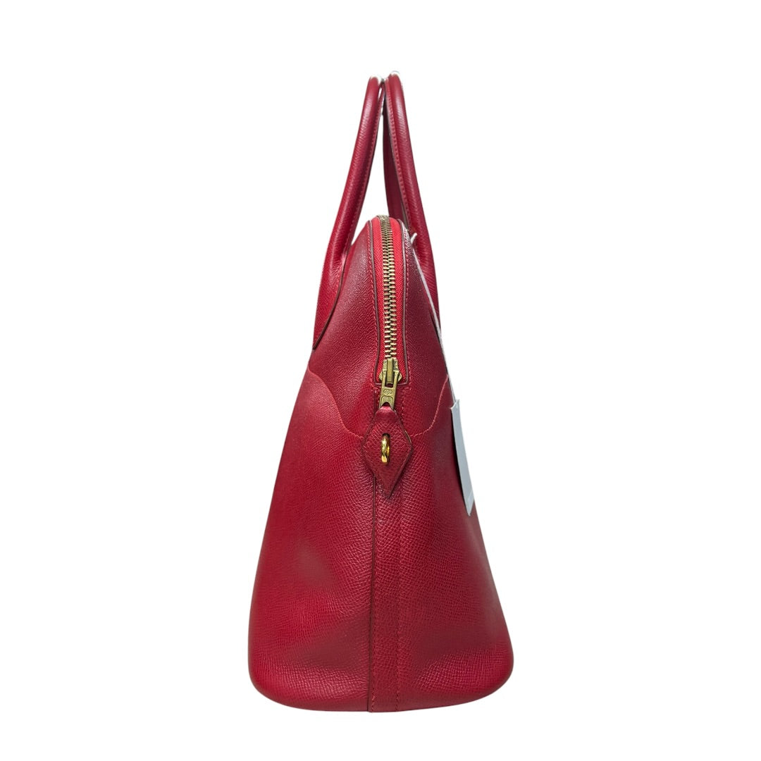 HERMES Courchevel Bolide Handbag Red Gold Hardware | Authentic Pre-Owned Luxury