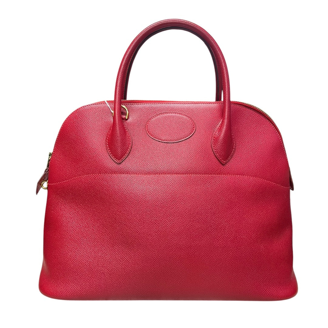 HERMES Courchevel Bolide Handbag Red Gold Hardware | Authentic Pre-Owned Luxury