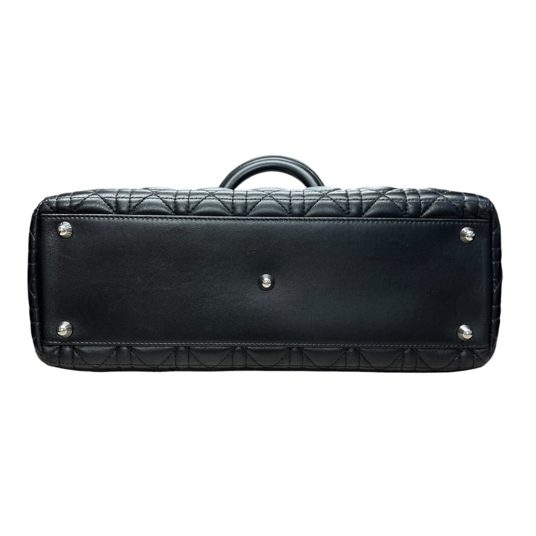 CHRISTIAN DIOR Cannage Lady Dior Handbag Black Silver Hardware | Authentic Pre-Owned Luxury