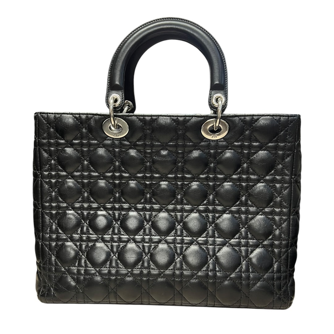 CHRISTIAN DIOR Cannage Lady Dior Handbag Black Silver Hardware | Authentic Pre-Owned Luxury